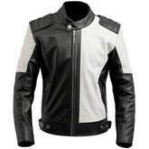 Men's Moto-Ghost Rider Black-White Sheepskin Leather Jacket